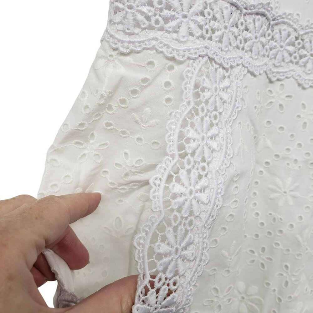 Charo Ruiz Zuma White Eyelet Lace Linen Embroidered Playsuit Romper Boho Beachy - Picture 7 of 14